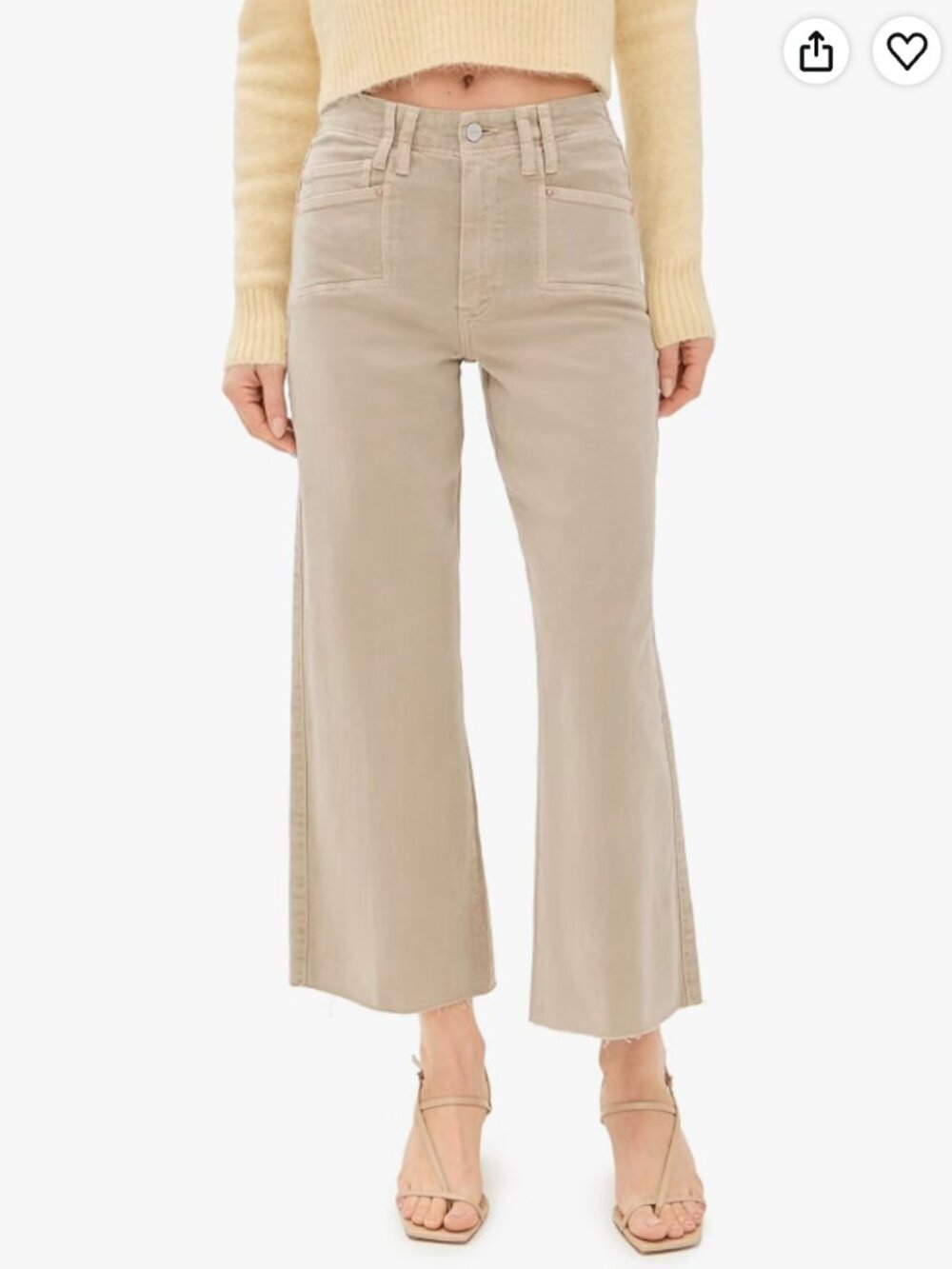 PAIGE Anessa Ankle Wide Leg Crop in Soft Sand Womens Jeans Size 30
